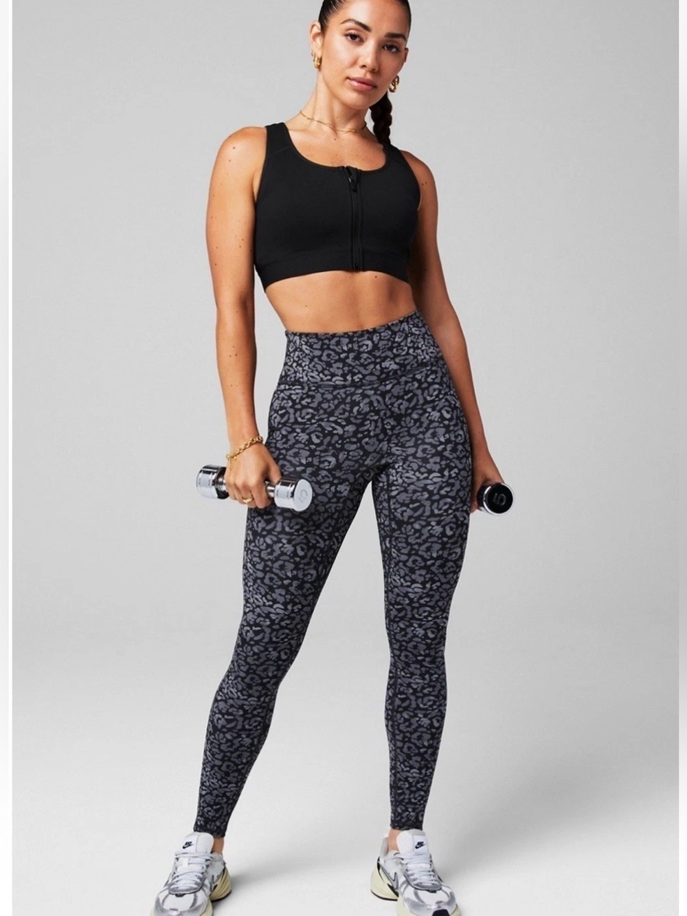 Fabletics Motion365+ Leggings Tonal Black Water Print | Size Small